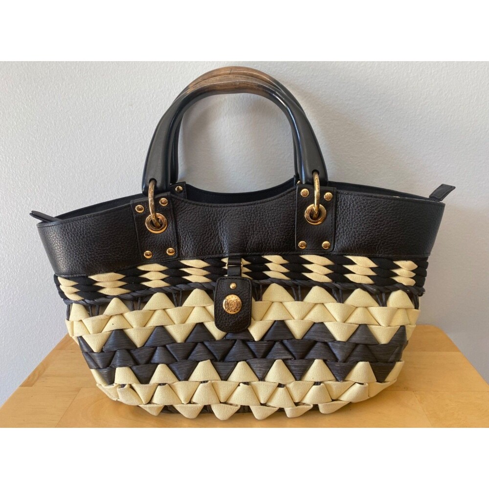 Vintage Forth & Towne Woven Straw Top Handle Satchel Handbag